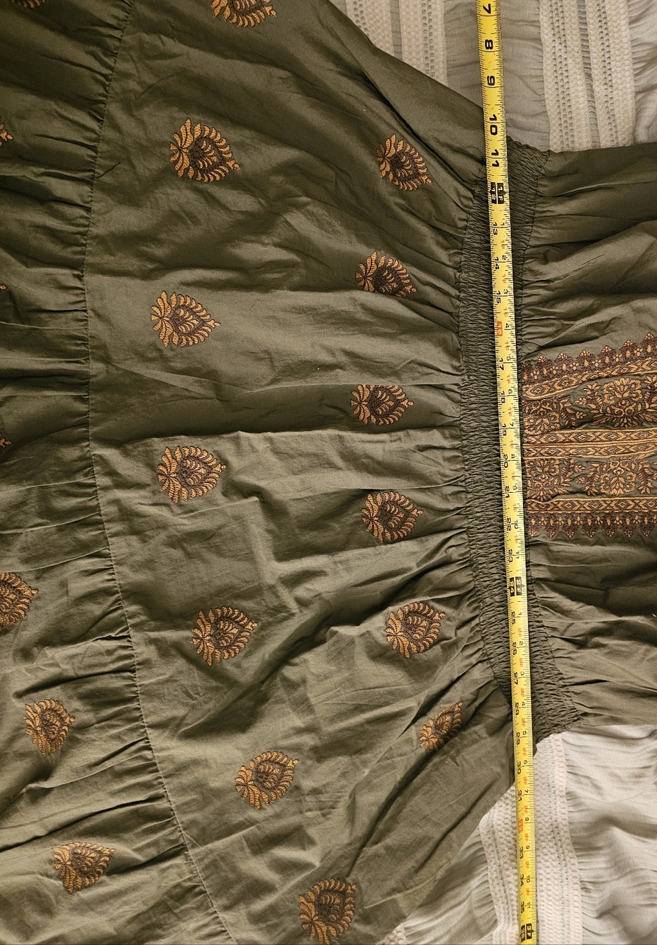 Olive Embroidered V‑Neck Tiered Maxi Dress - Picture 10 of 12